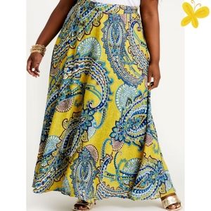 NWT Ashley Stewart Paisley Flared Maxi Skirt Size 4X